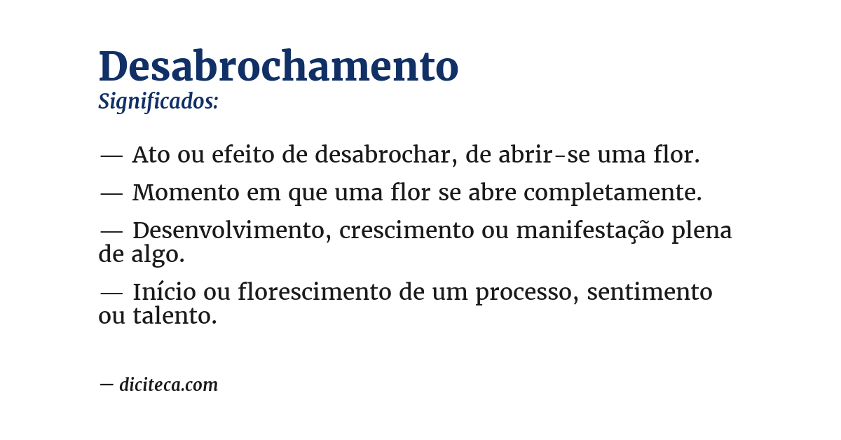 Significado de desabrochamento