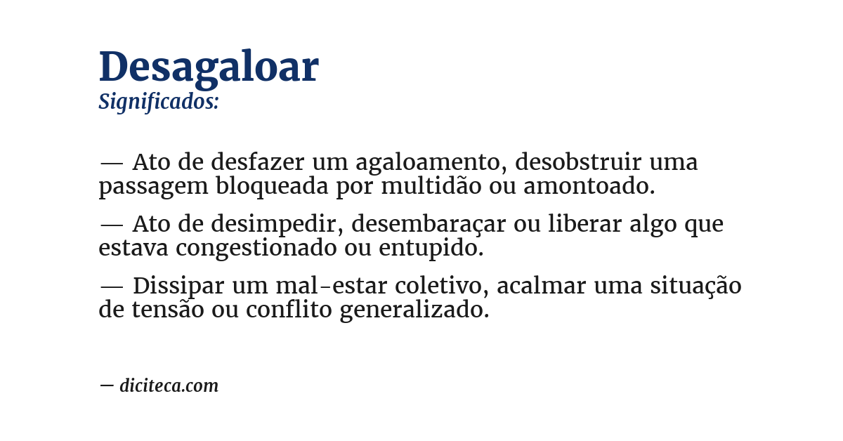 Significado de desagaloar