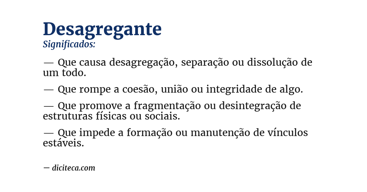 Significado de desagregante