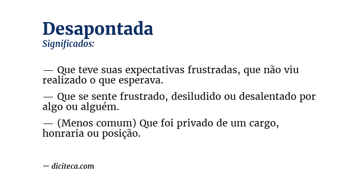 Significado de desapontada