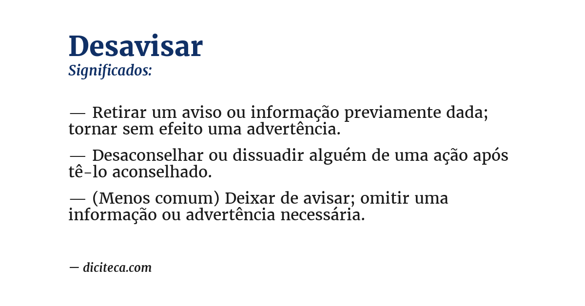 Significado de desavisar