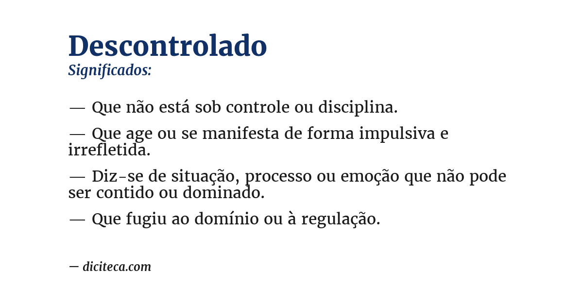 Significado de descontrolado