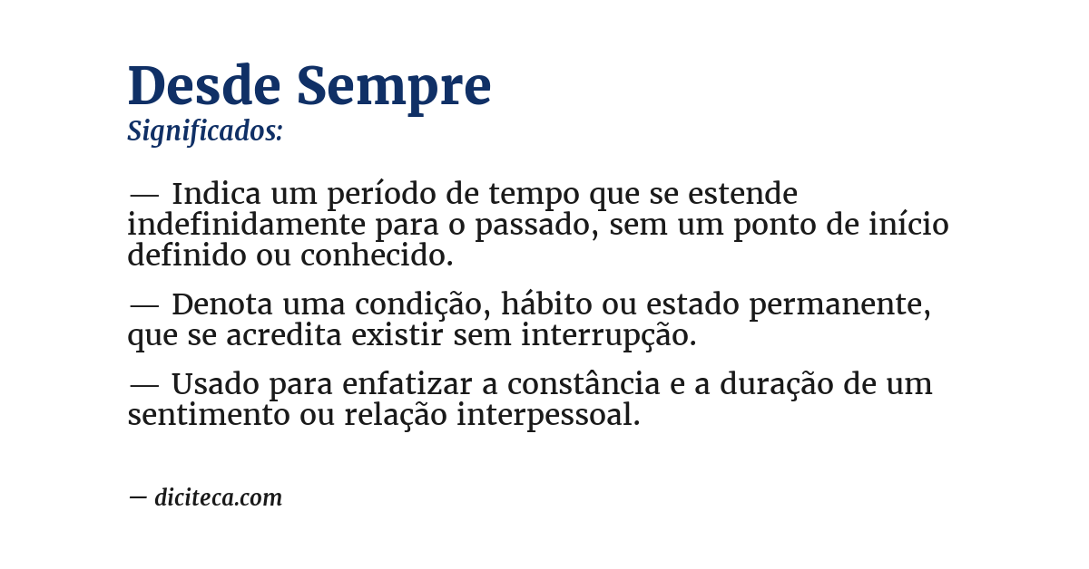 Significado de desde sempre