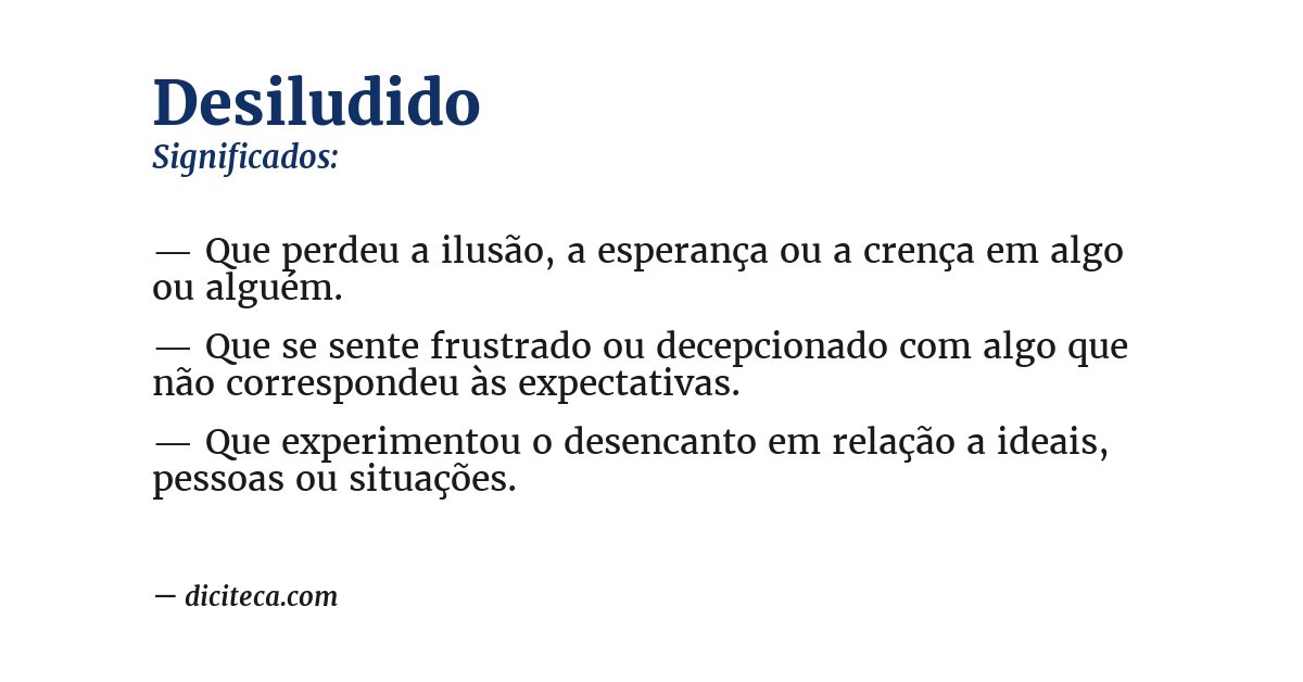 Significado de desiludido