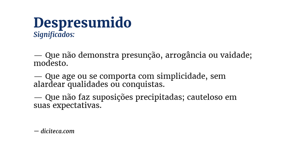 Significado de despresumido