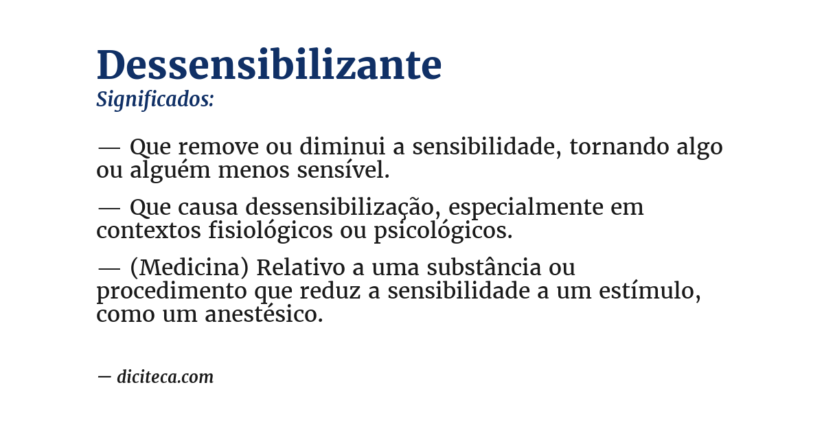 Significado de dessensibilizante