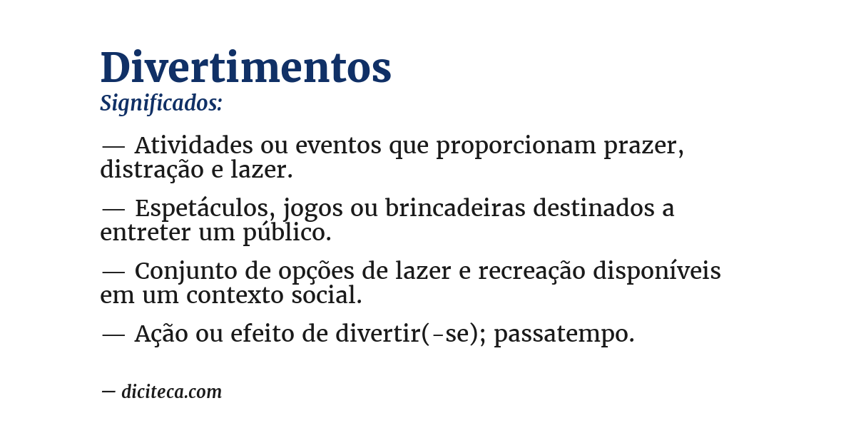 Significado de divertimentos