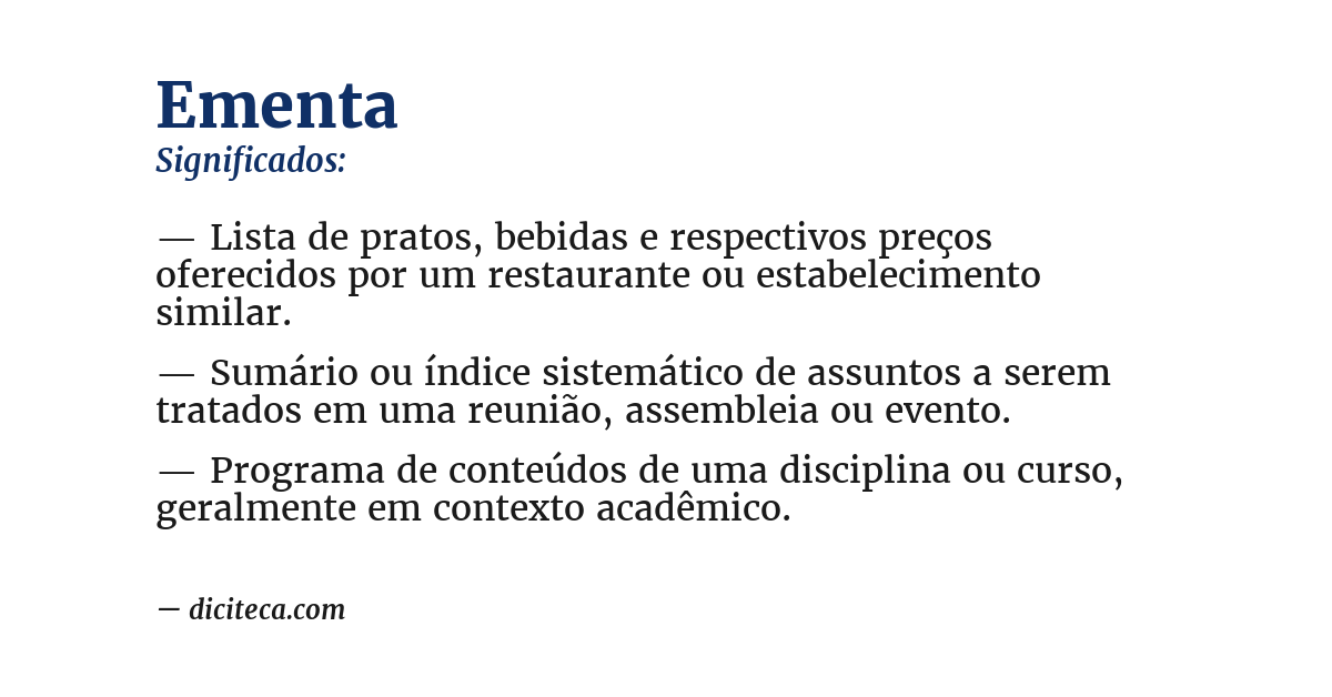 Significado de ementa