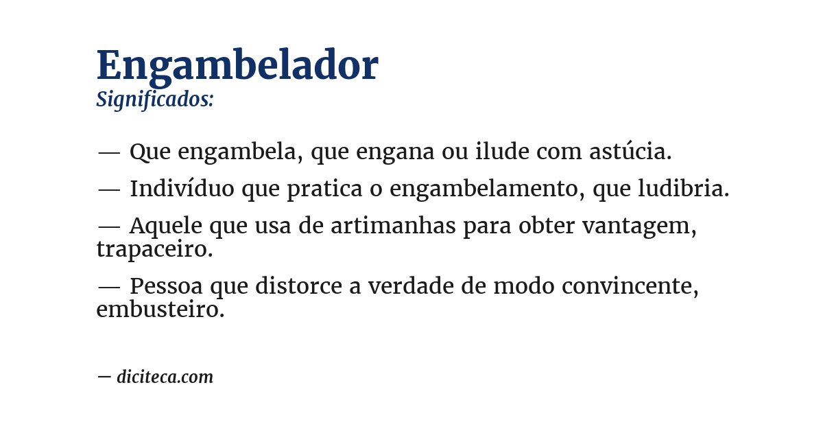 Significado de engambelador