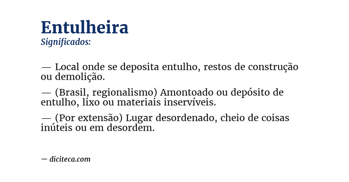 Significado de entulheira