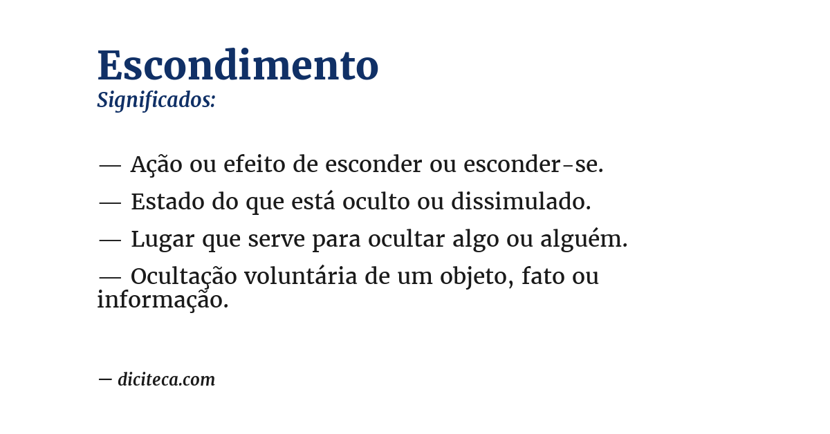 Significado de escondimento