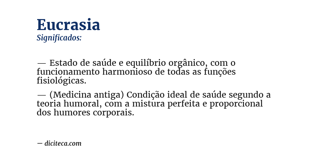 Significado de eucrasia