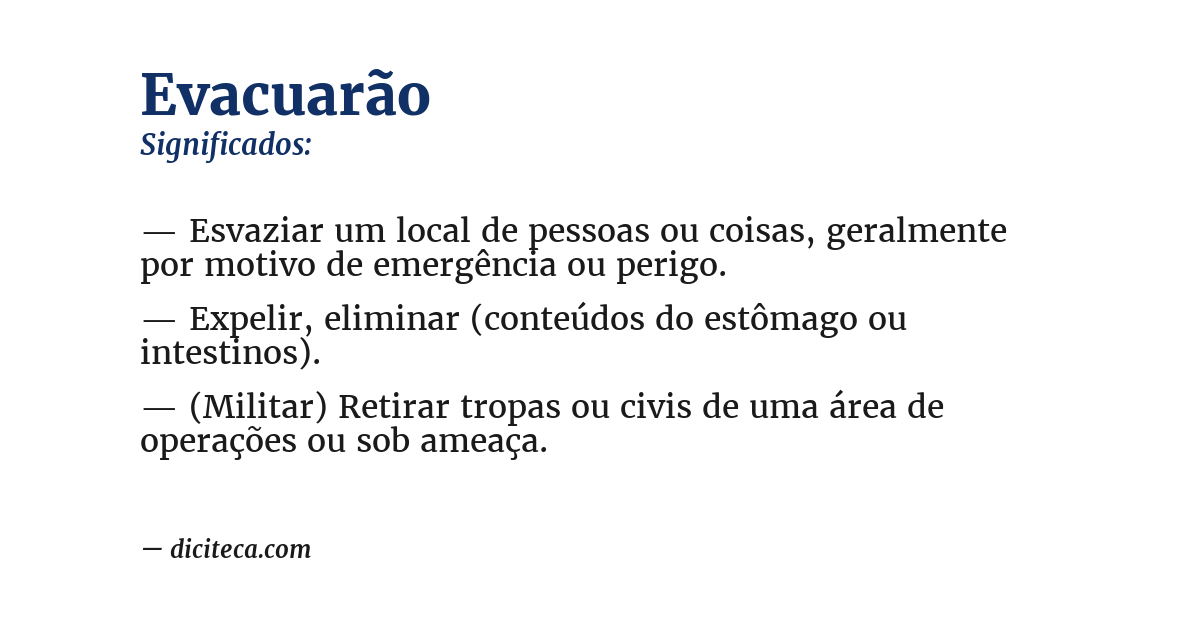 Significado de evacuarão