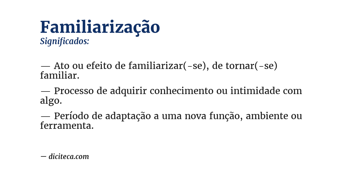 Significado de familiarização