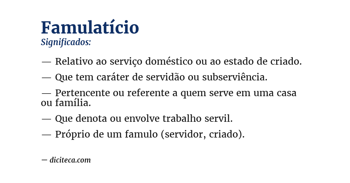 Significado de famulatício