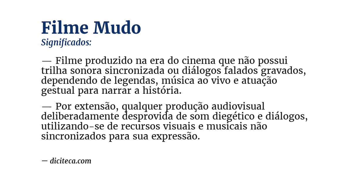 Significado de filme mudo