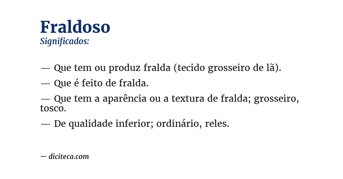 Significado de fraldoso