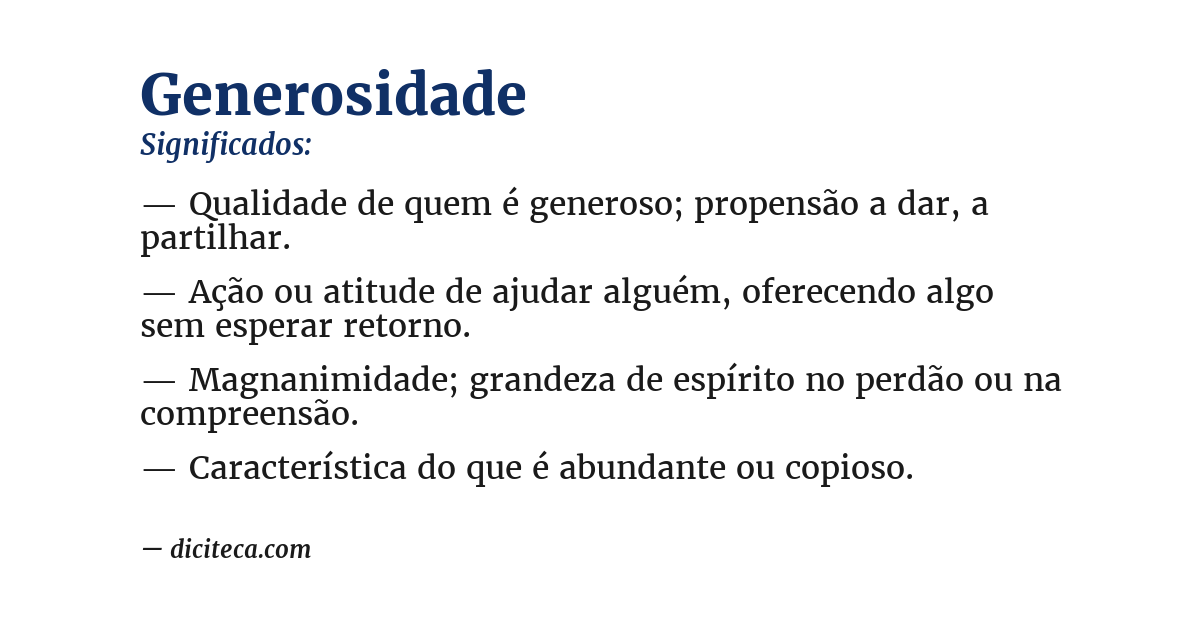 Significado de generosidade