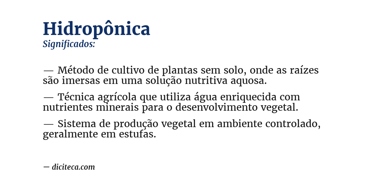 Significado de hidropônica