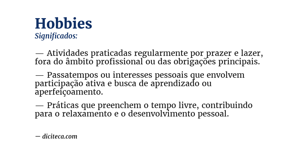Significado de hobbies