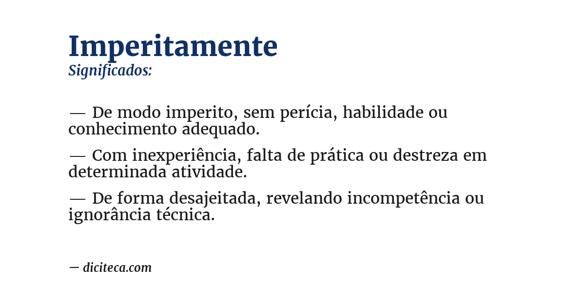 Significado de imperitamente