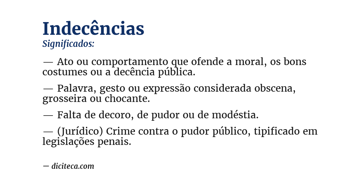 Significado de indecências