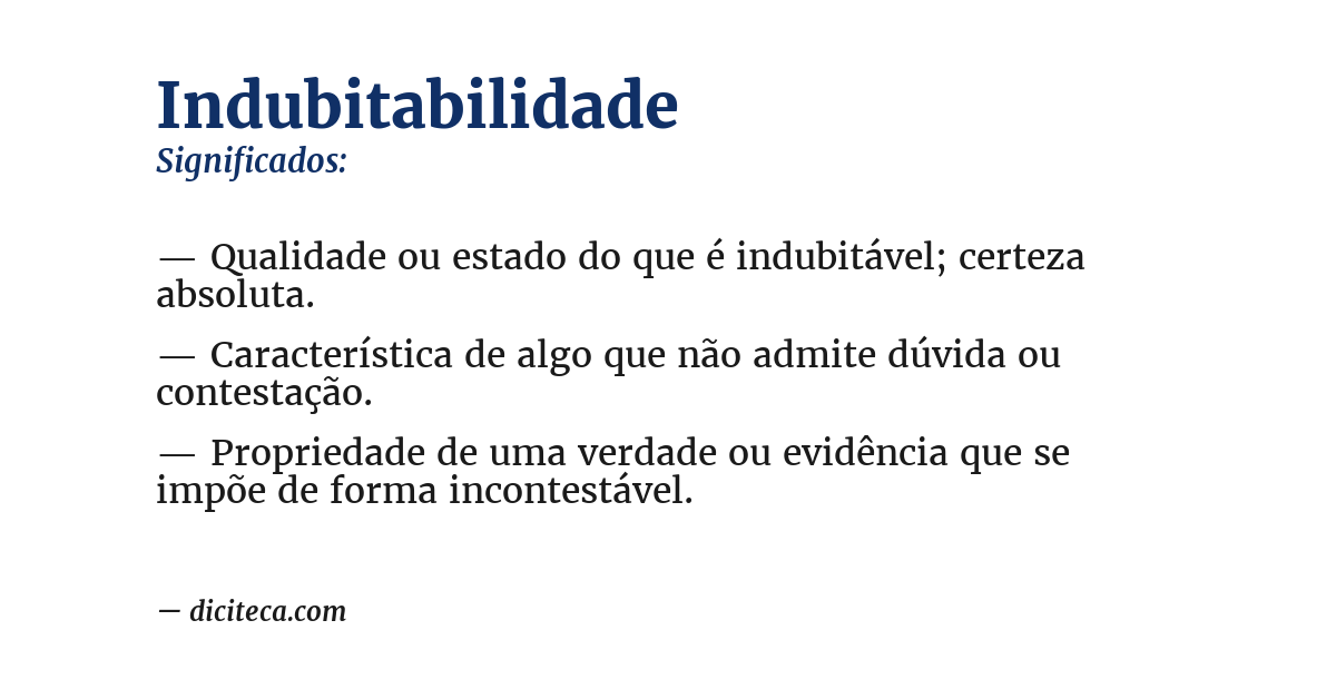 Significado de indubitabilidade