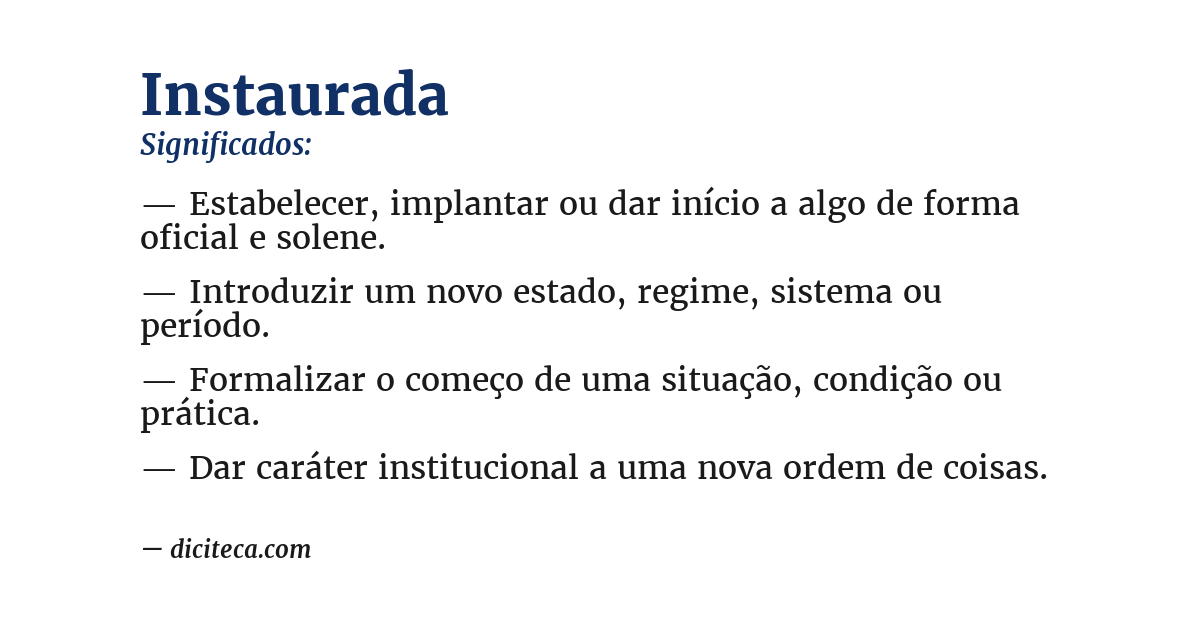Significado de instaurada