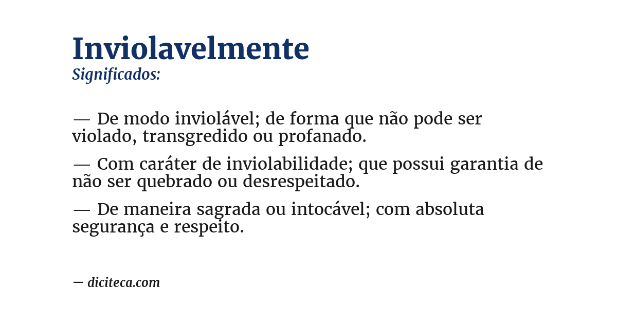 Significado de inviolavelmente