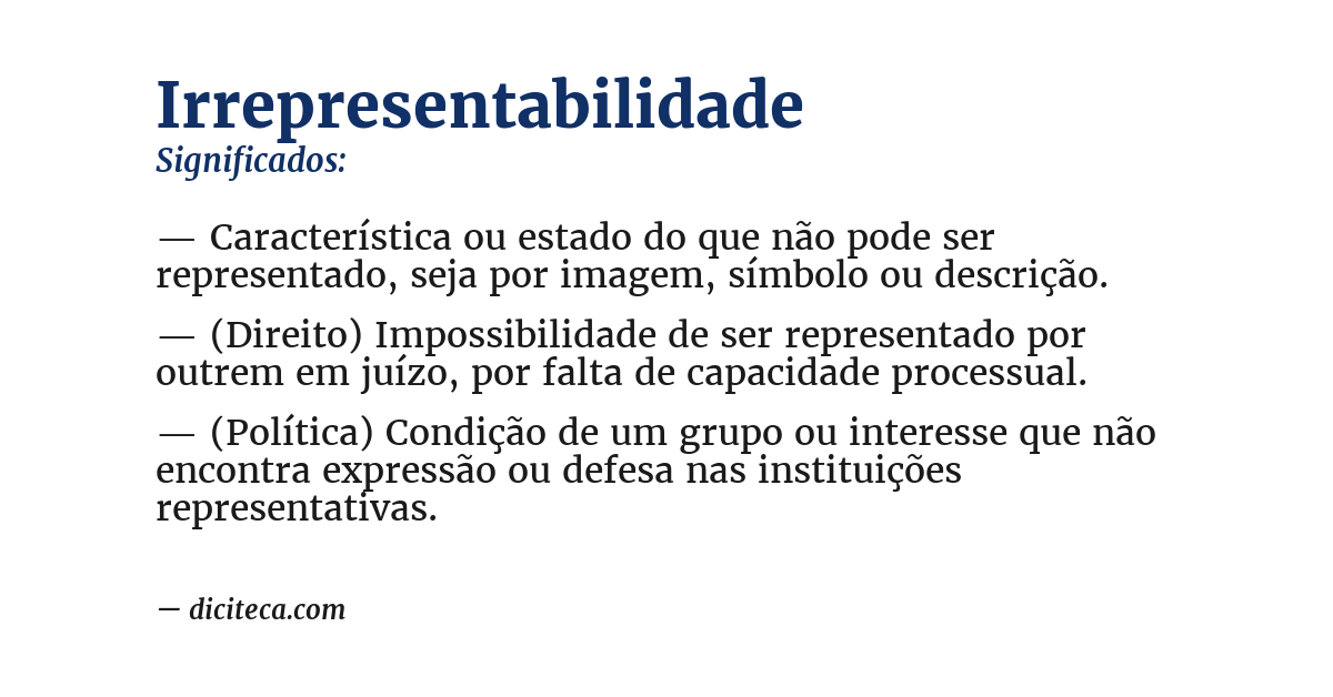Significado de irrepresentabilidade
