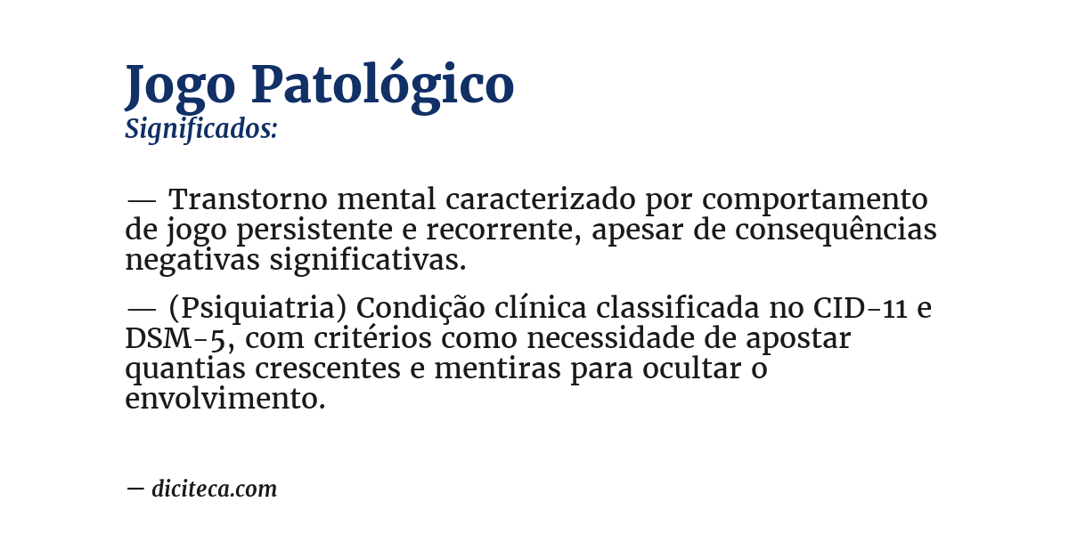 Significado de jogo patológico
