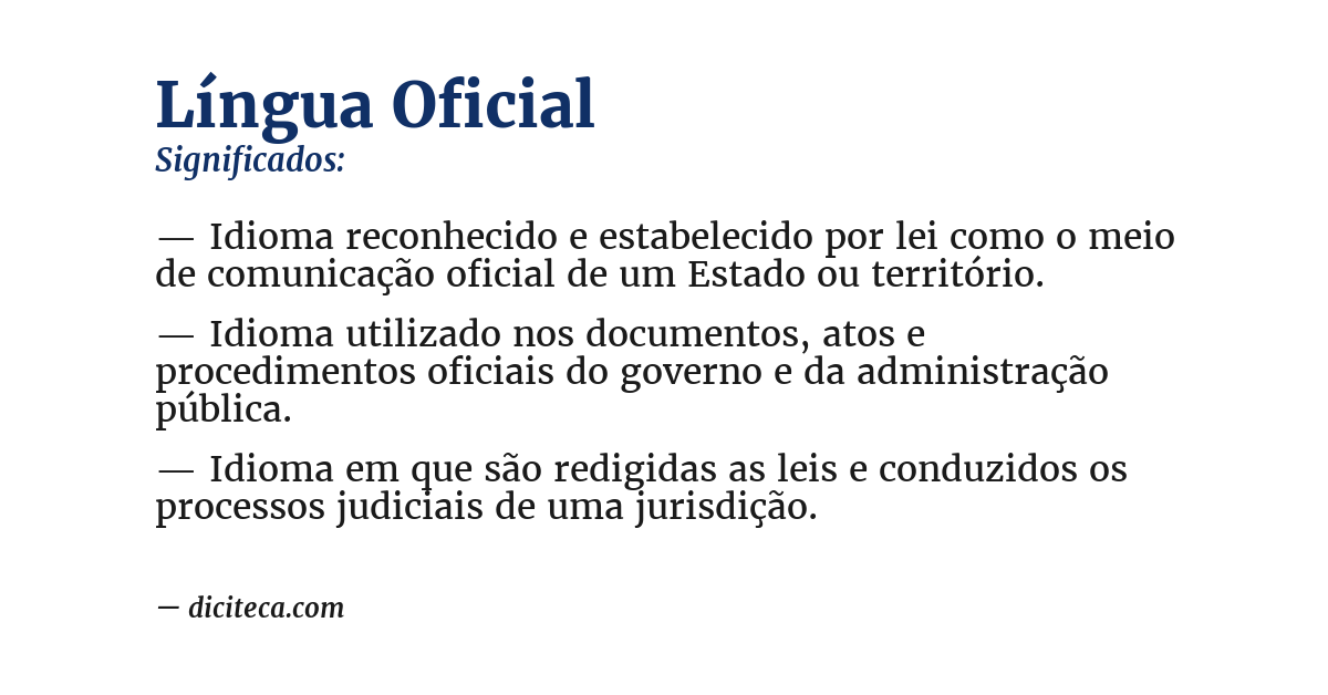 Significado de língua oficial