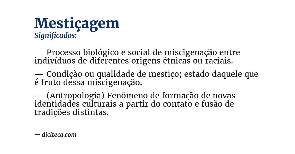 Significado de mestiçagem