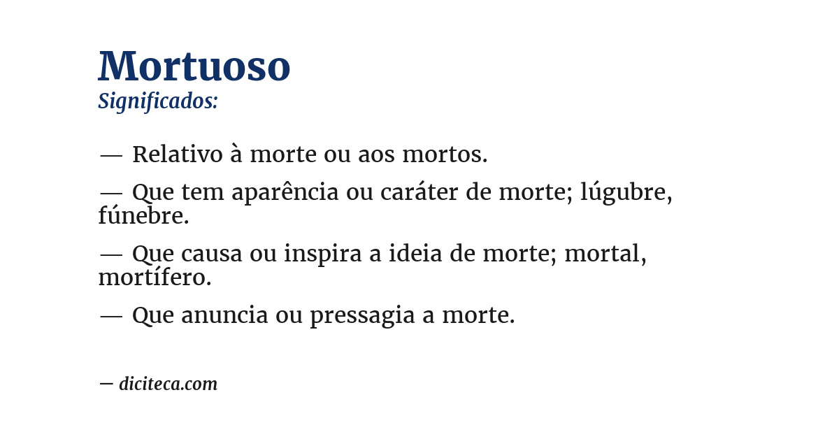 Significado de mortuoso
