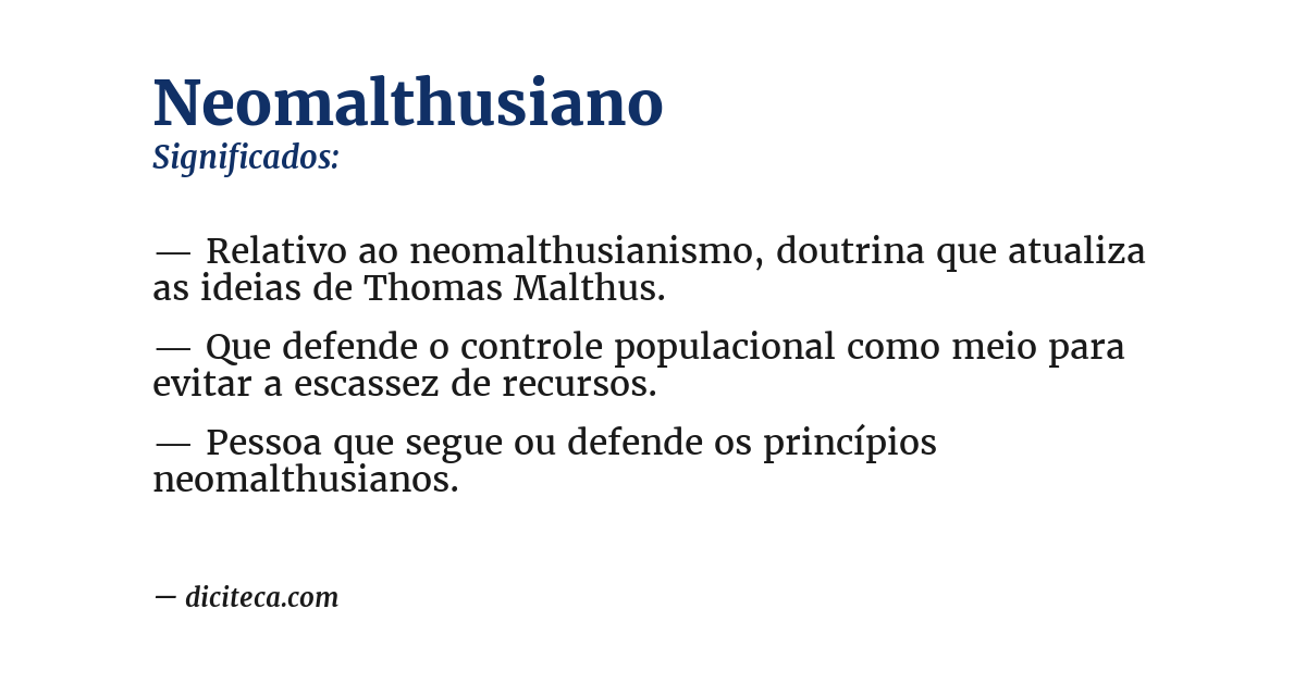 Significado de neomalthusiano