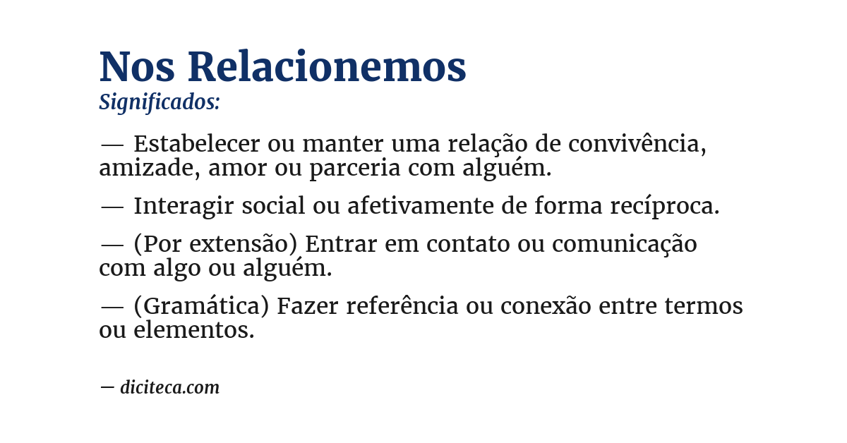Significado de nos relacionemos
