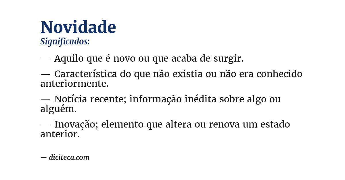 Significado de novidade
