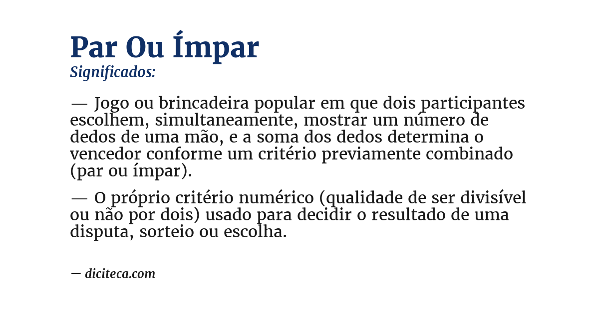 Significado de par ou ímpar
