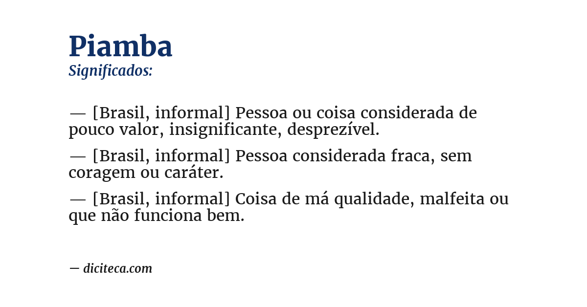 Significado de piamba