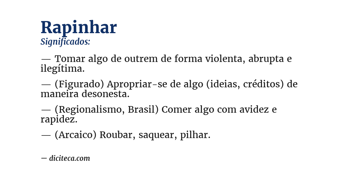 Significado de rapinhar