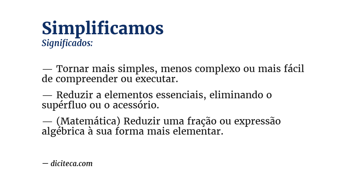 Significado de simplificamos