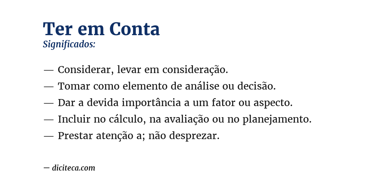 Significado de ter em conta
