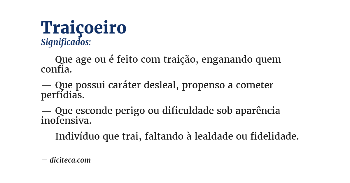 Significado de traiçoeiro