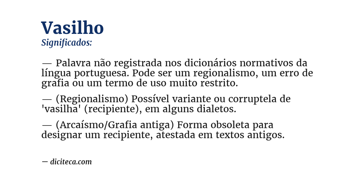 Significado de vasilho