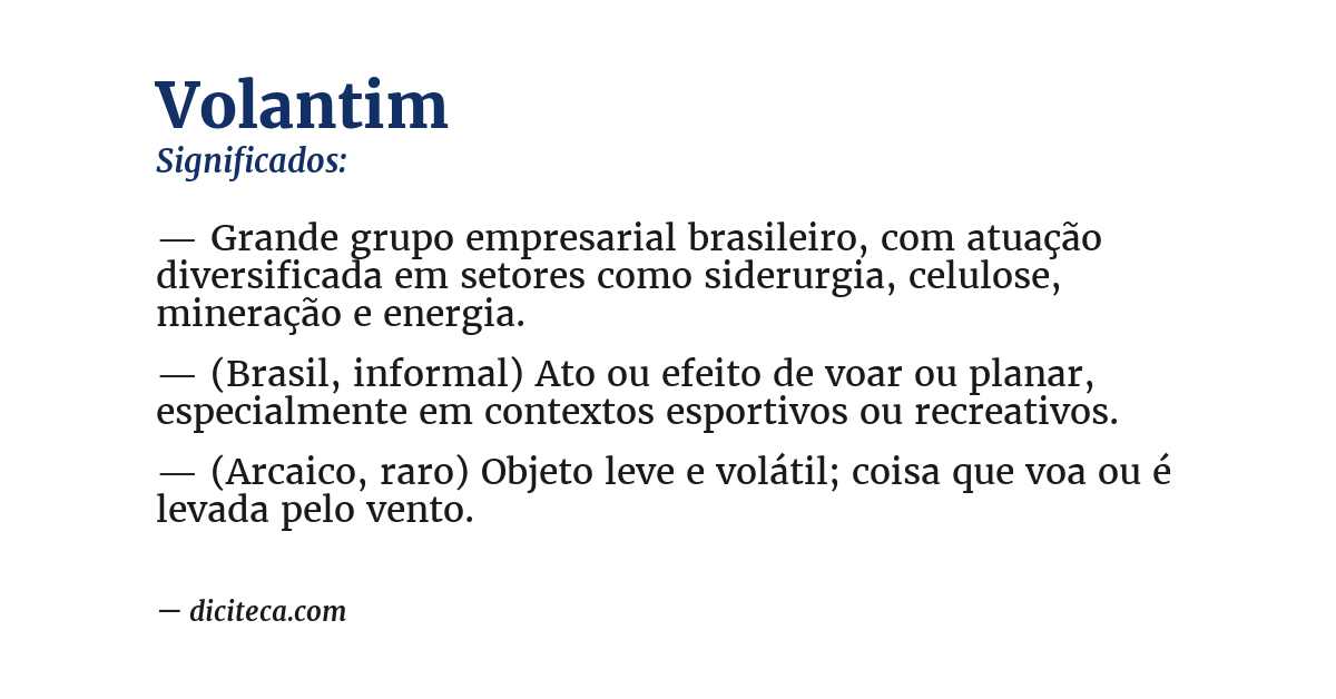 Significado de volantim