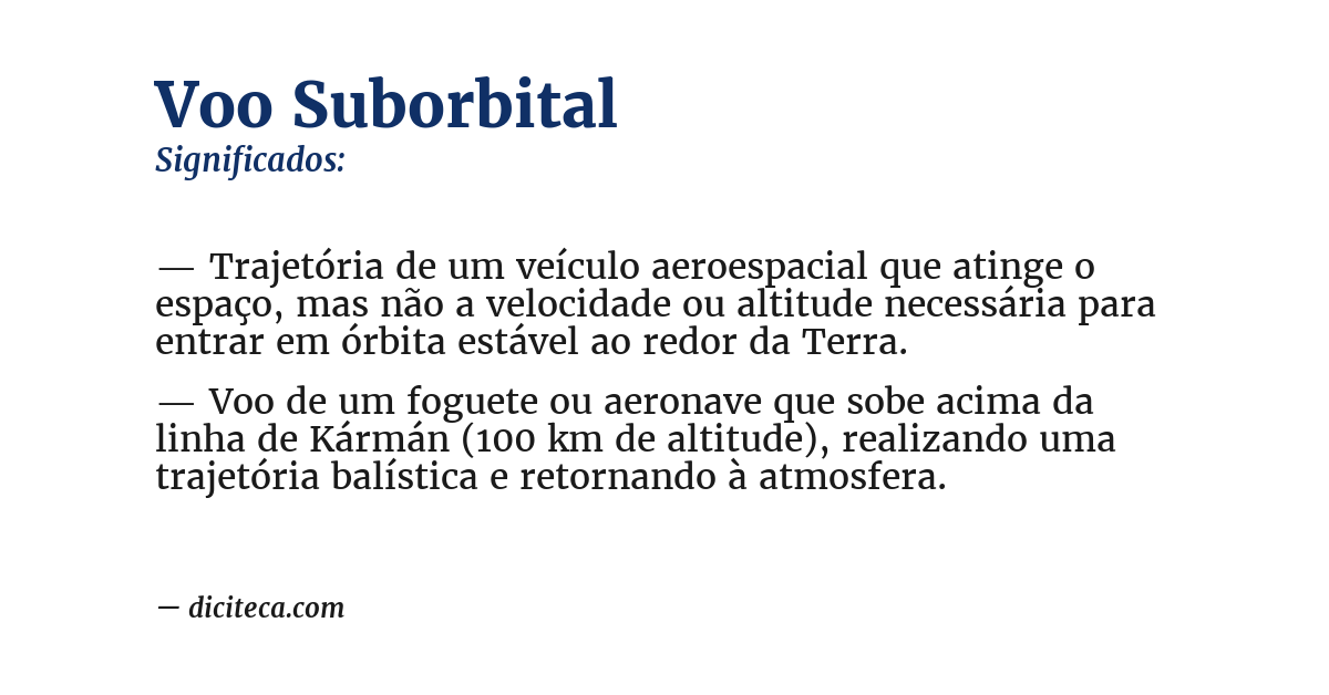 Significado de voo suborbital