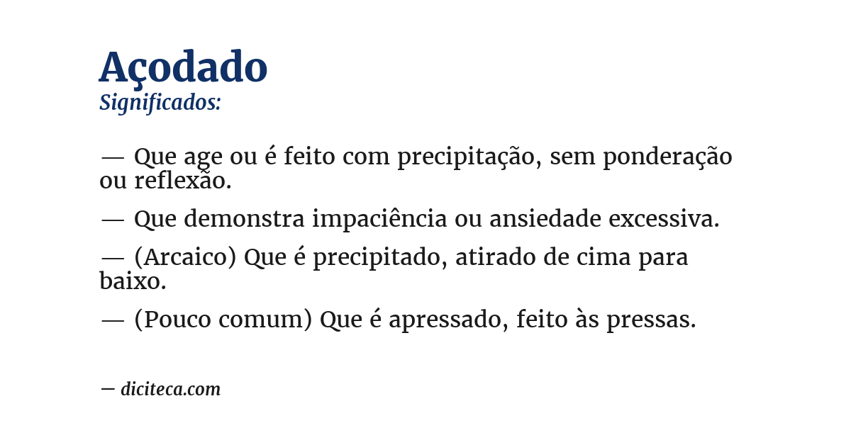 Significado de açodado