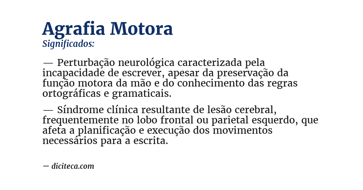 Significado de agrafia motora
