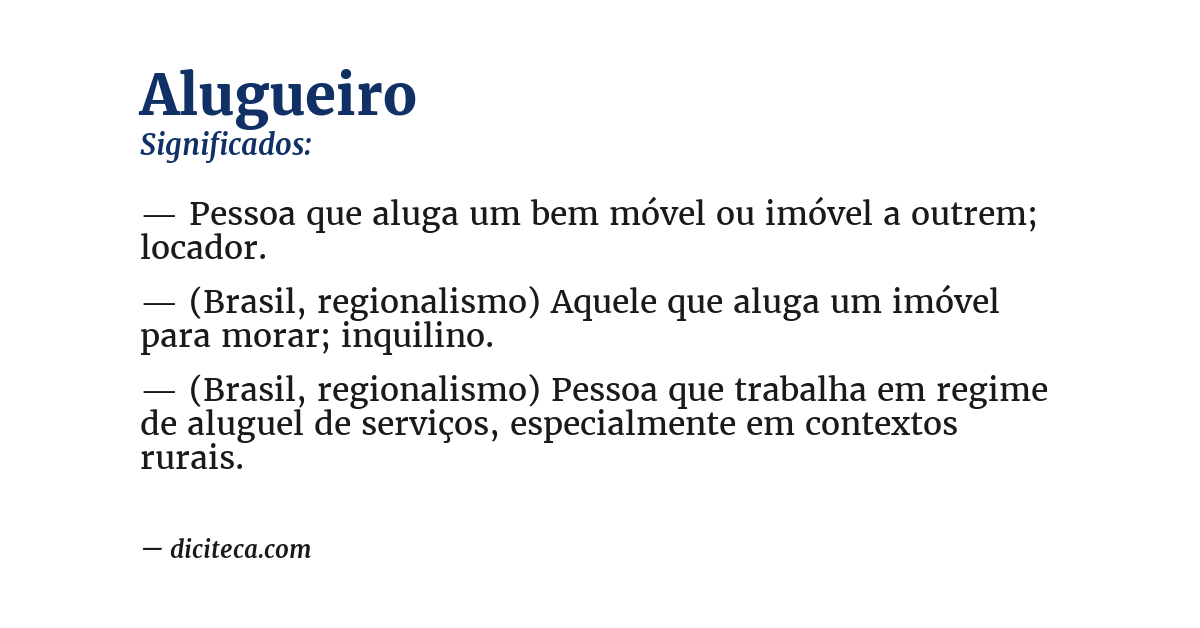 Significado de alugueiro