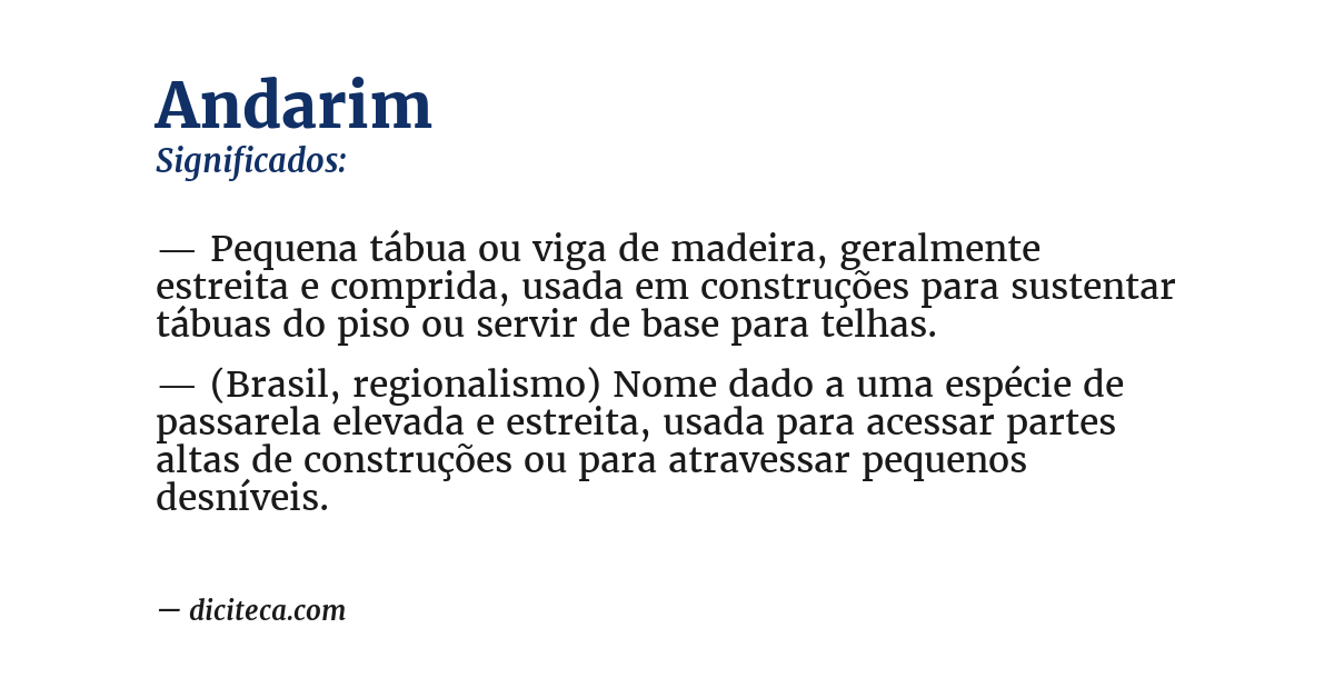 Significado de andarim